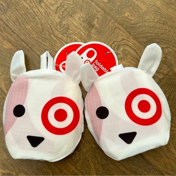 Target Bullseye Dog White Red Reusable Shopping Bags Bundle of Two New With Tags - Picture 5 of 5